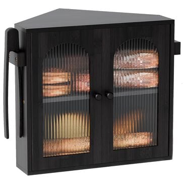 HOMLUX Small Slat Arch-Door Bread Box in Black, , large