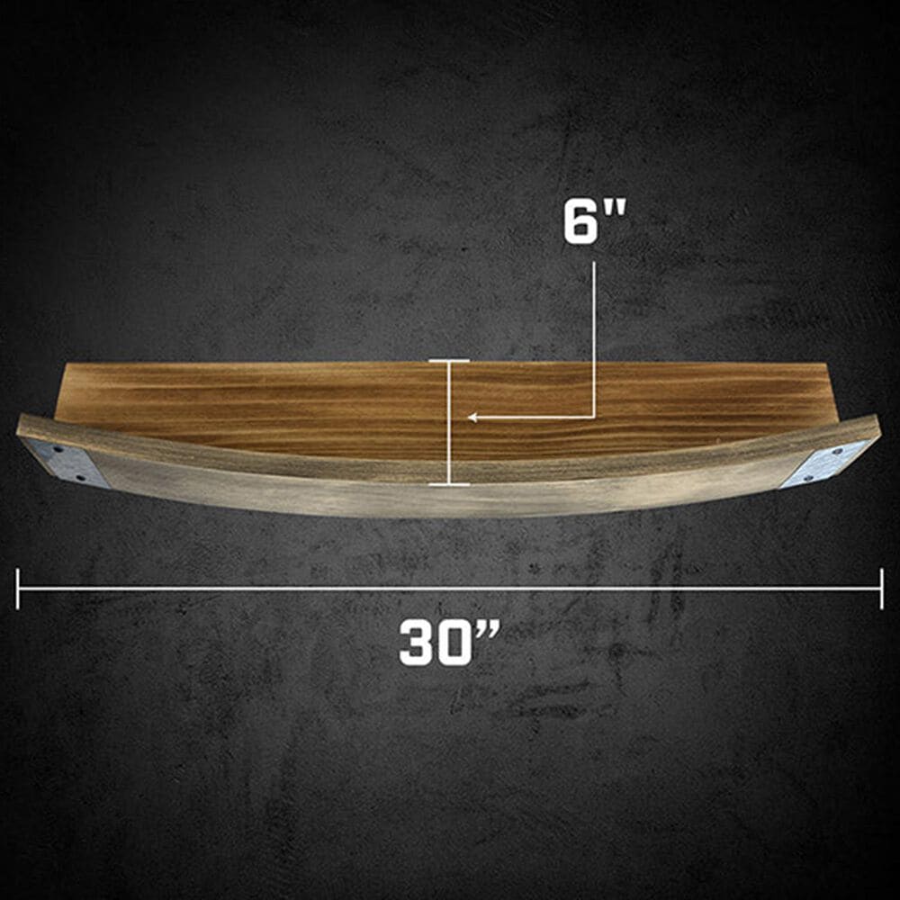 Aged &amp; Charred Barrel Stave Wall Shelf in Natural, , large