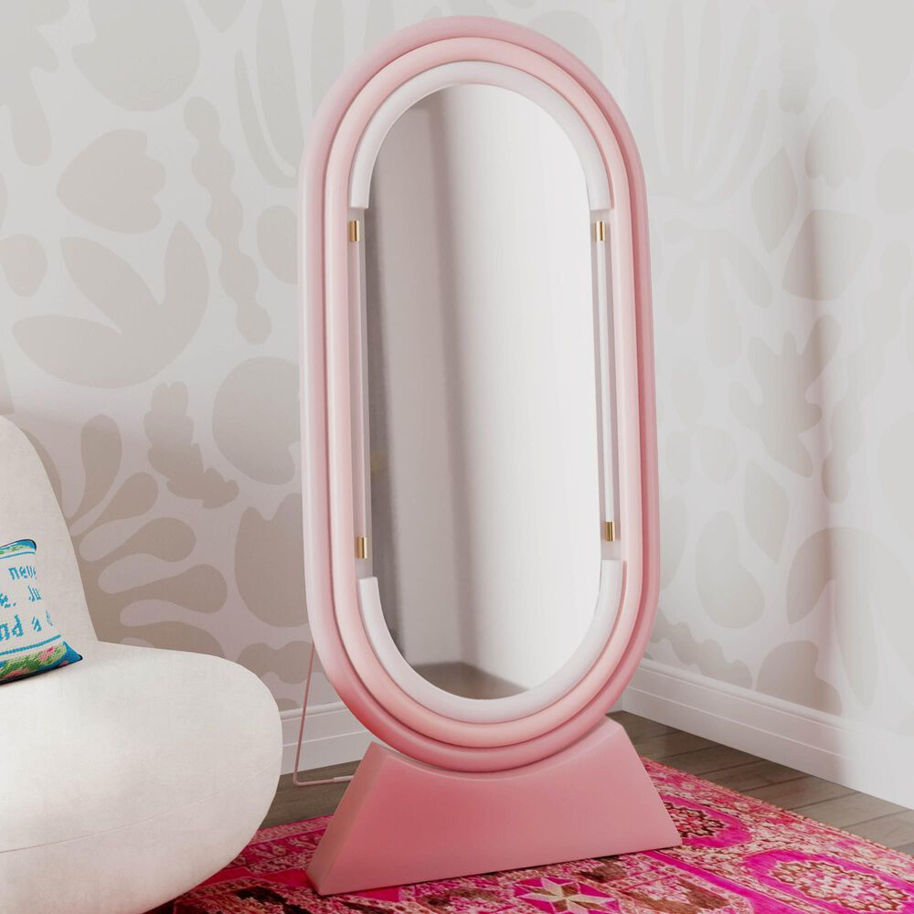 Tov Furniture Neon Floor Mirror in Pink Nebraska Furniture Mart