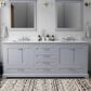 Lexora Home Dukes 80" Double Bathroom Vanity in Dark grey with 2 cm White Carrara Marble Top and Rectangular Sinks, , large