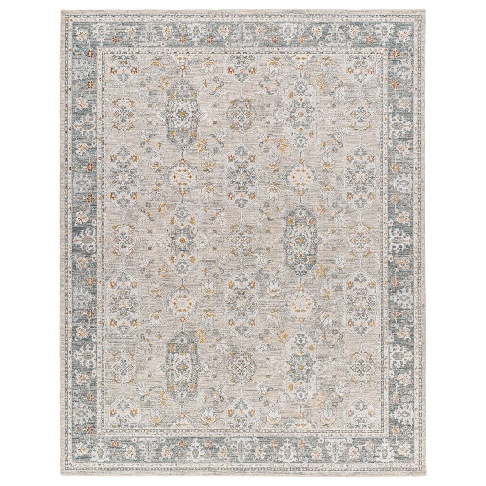 Surya Dresden DRE-2325 Medium Gray, Gray, White, Light Slate, Mustard and Rust 12" x 15" Area Rug, , large