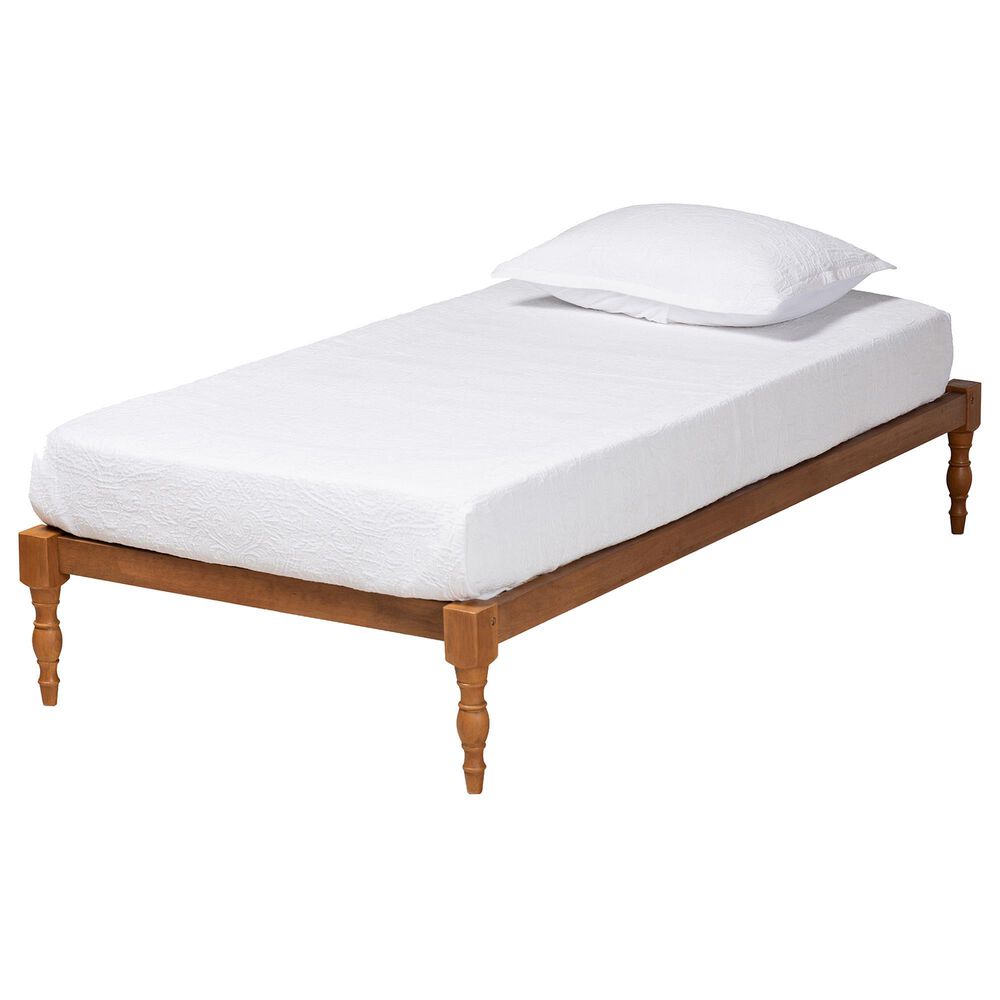 Baxton Studio Iseline Twin Platform Bed Frame in Walnut Brown, , large