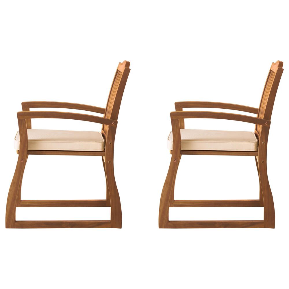 Hearth and Haven Della Dining Chair with Cream Cushion in Teak (Set of 2), , large