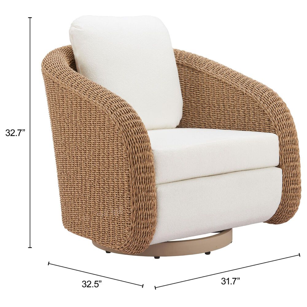 Zuo Modern Solara Outdoor Swivel Chair in Ivory, , large
