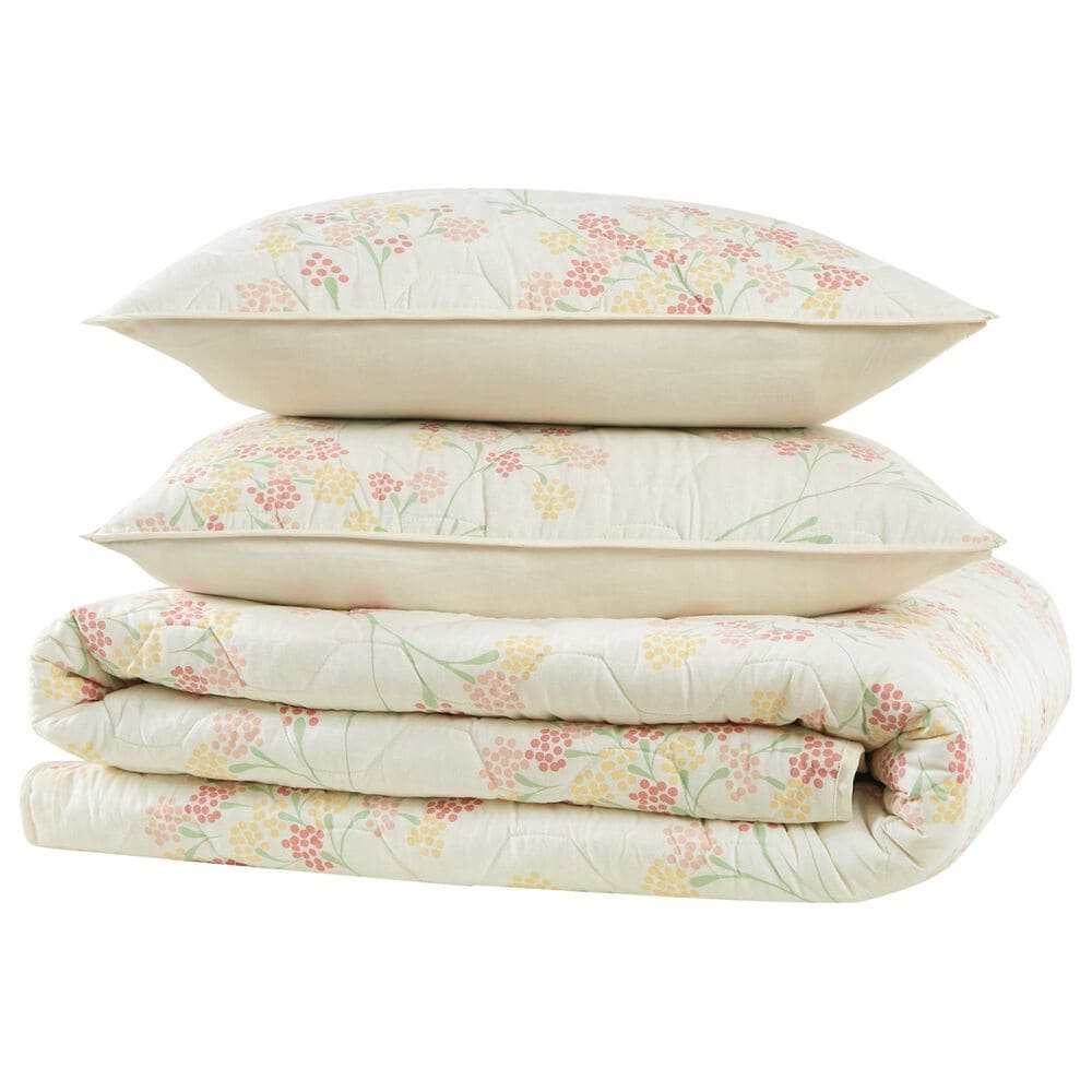 Pem America Vivian 3-Piece Full/Queen Quilt Set in Ivory, Red, Yellow and Green, , large