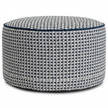 Howard Elliott Furley Short Pouf in Navy and Ivory, , large