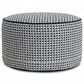 Howard Elliott Furley Short Pouf in Navy and Ivory, , large
