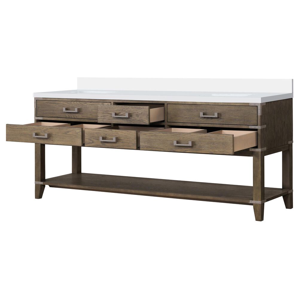 Lexora Home Norwalk 80&quot; Double Bathroom Vanity in Grey Oak with White Quartz Top and Rectangular Sinks, , large