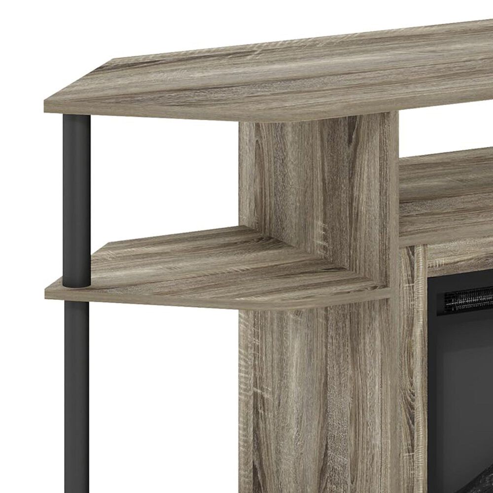HOMLUX 47" Corner TV Stand with Electric Fireplace in French Oak Grey and Black, , large