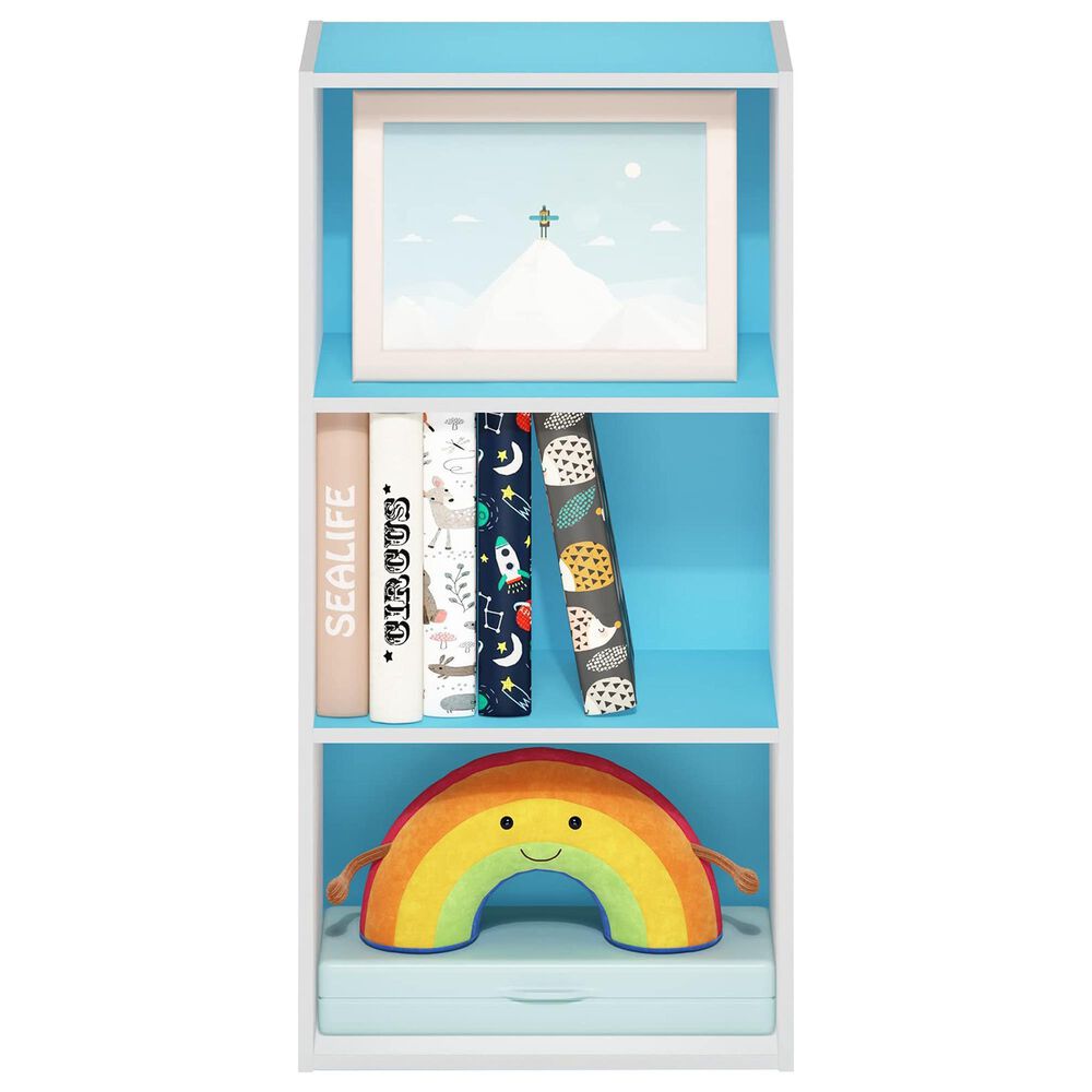 HOMLUX 3-Tier Open Shelf Bookcase in Light Blue and White, , large