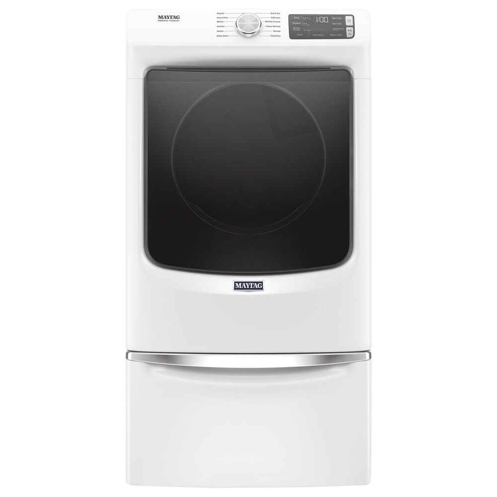 Maytag 4.8 Cu. Ft. Front Load Washer and 7.3 Cu. Ft. Electric Dryer Laundry Pair with Pedestal in White, , large