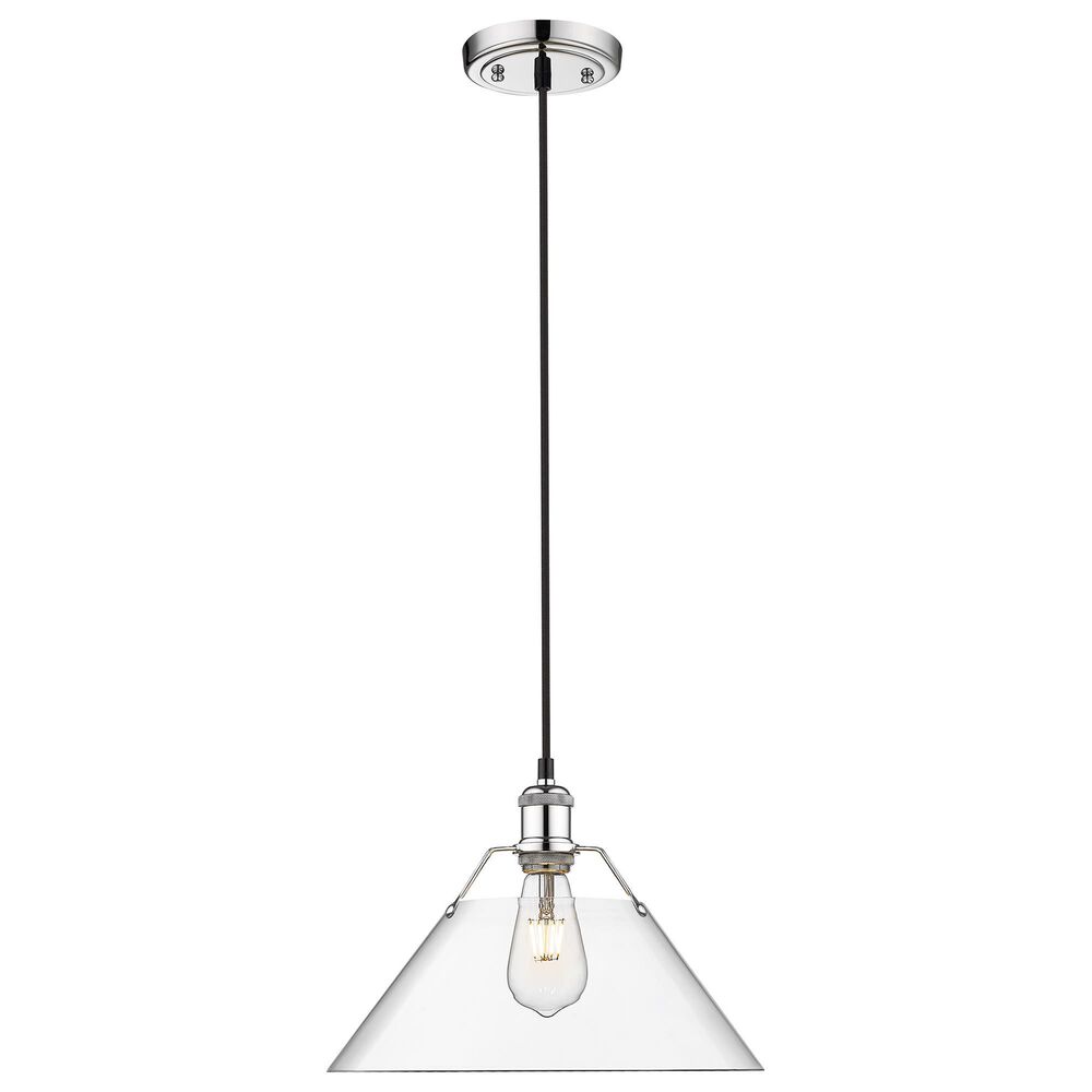 Golden Lighting Orwell 1-Light Wide Large Pendant with Clear Glass Shade in Chrome, , large