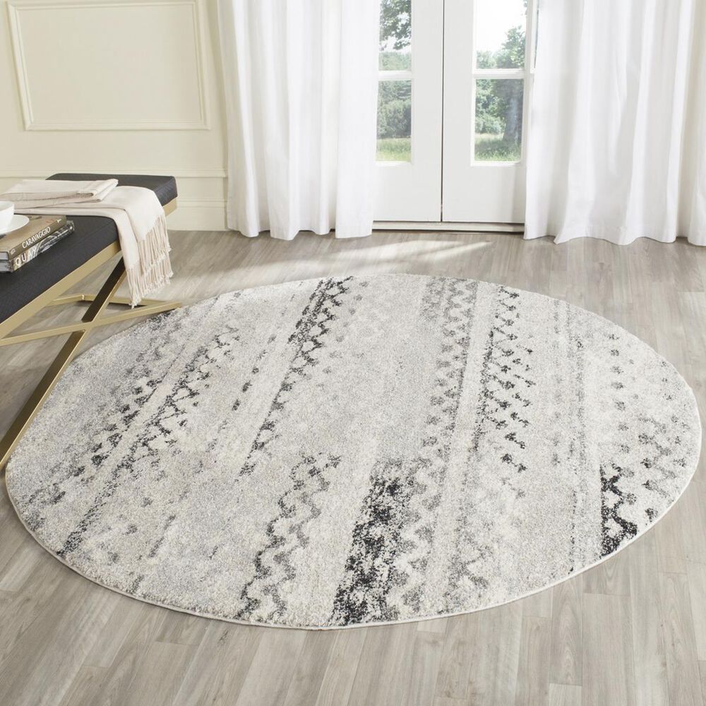 Safavieh Retro RET2136-1180 4&#39; Round Cream and Grey Area Rug, , large