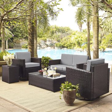 Firefly Palm Harbor 5-Piece Outdoor Wicker Chat Set With Grey Cushions, , large