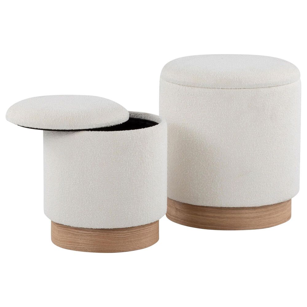 Lumisource Marla 2-Piece 16&quot; Nesting Ottoman Set in Cream, , large