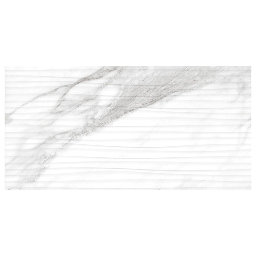 Dal-Tile Perpetuo Brilliant White Wave 12" x 24" Satin Ceramic Tile, , large