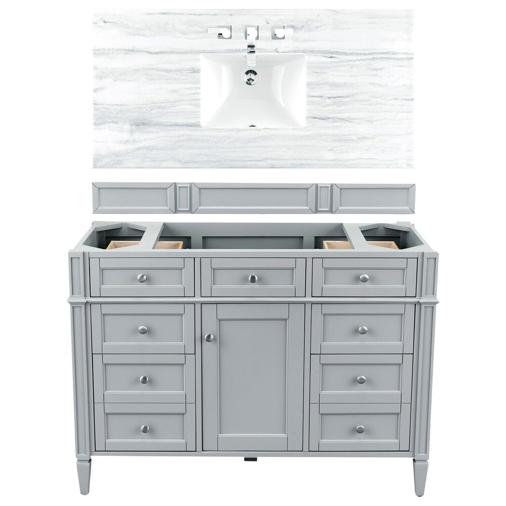 James Martin Vanities Brittany 48" Single Bathroom Vanity in Urban Gray with 3 cm Arctic Fall Solid Surface Top and Rectangle Sink, , large
