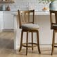 Armen Living Wren Swivel Counter Height Stool with Static Gray Upholstery in Sepia Brown, , large