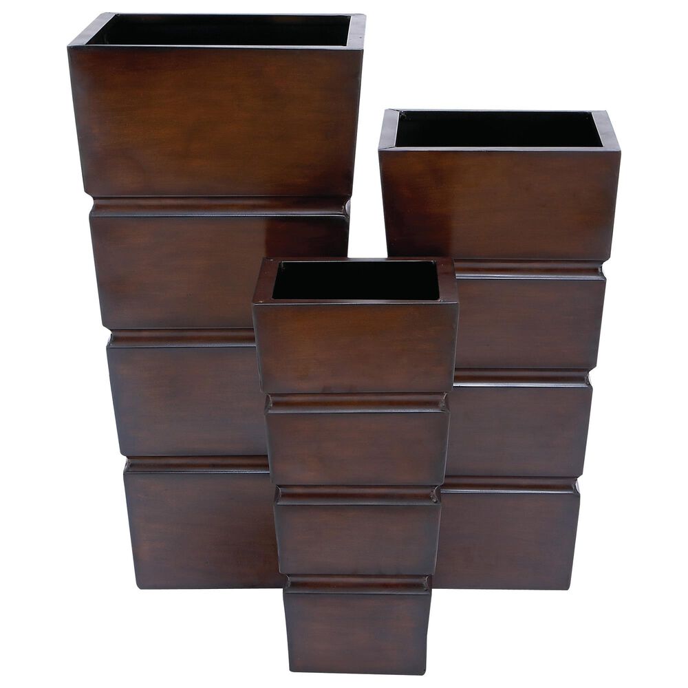 Maple and Jade Rustic Planter in Brown (Set of 3), , large