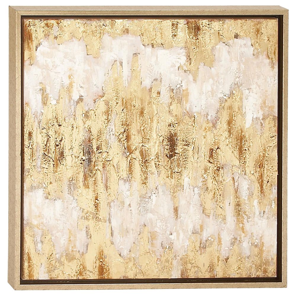 Maple and Jade 24" x 24" Abstract Painting Framed Canvas in Gold and Beige, , large