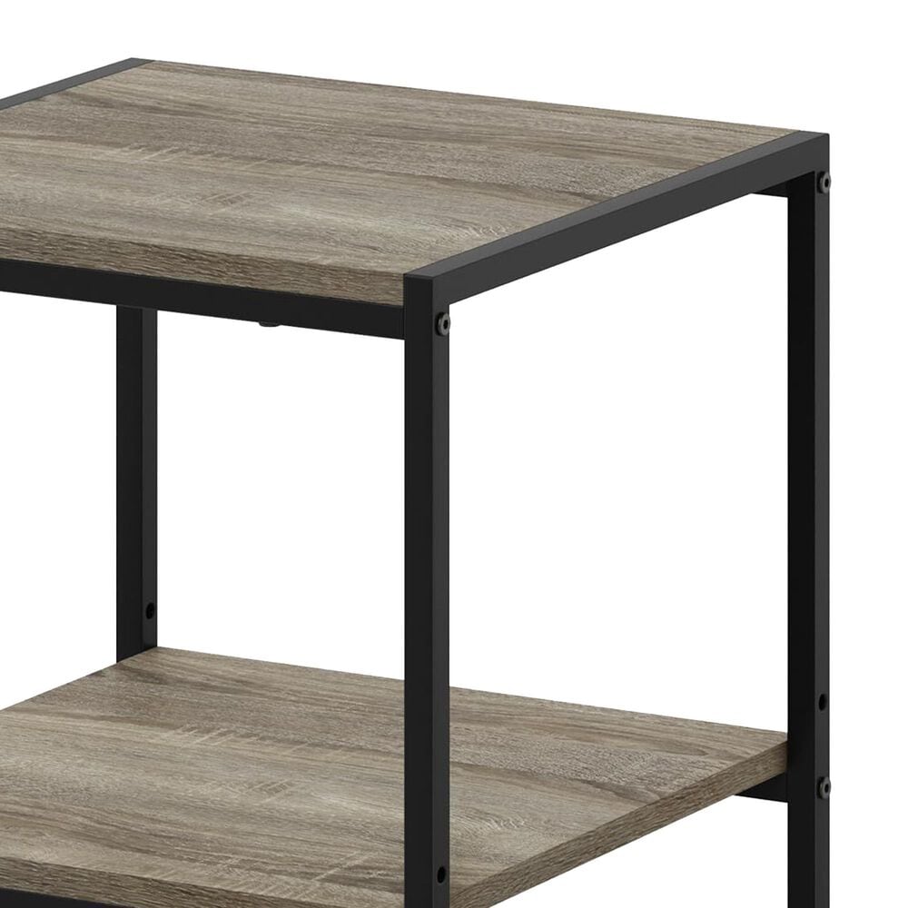 HOMLUX 2-Tier End Table in French Oak Grey and Black, , large