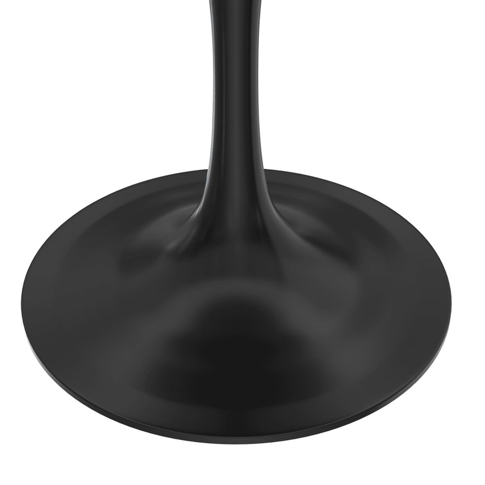 Leisuremod LeisureMod Verve Collection 27 Round Dining Table, Black Base with Laminated White Marbleized Top, , large