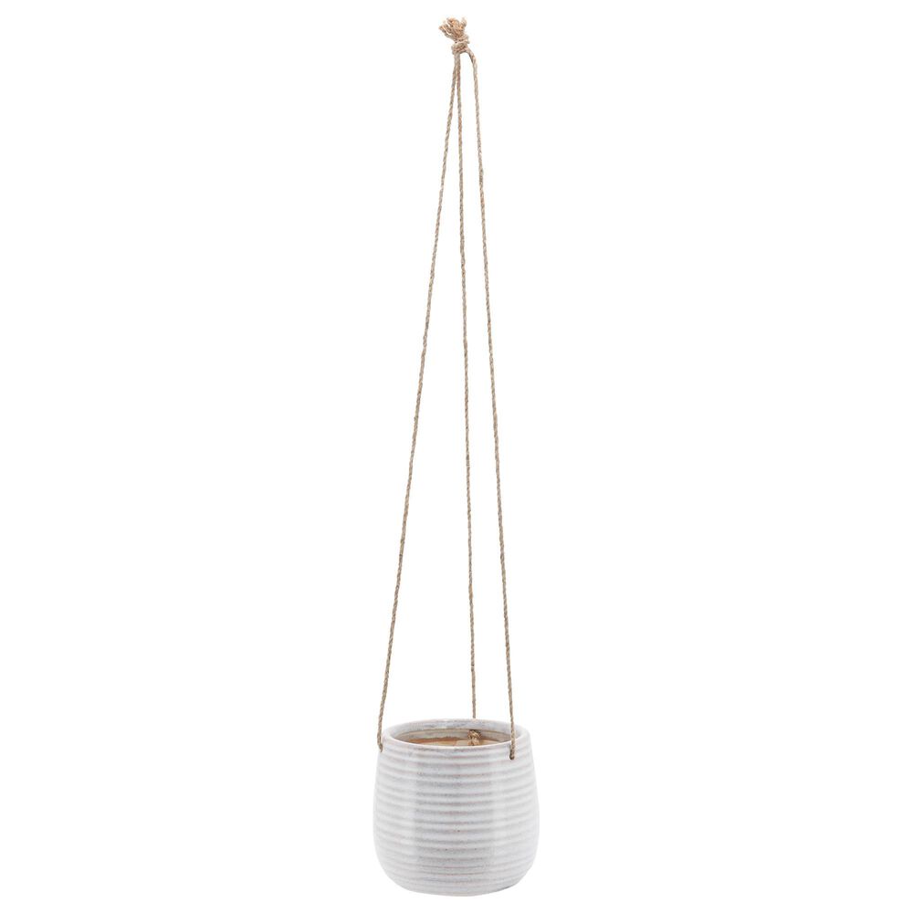 Sagebrook Home 6" Ceramic Hanging Planter in Ivory and Beige, , large