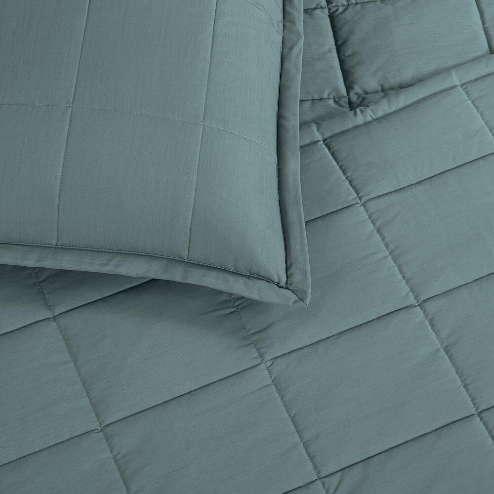 Ann Gish Slub Tencel 2-Piece Twin Quilted Coverlet Set in Olive, , large