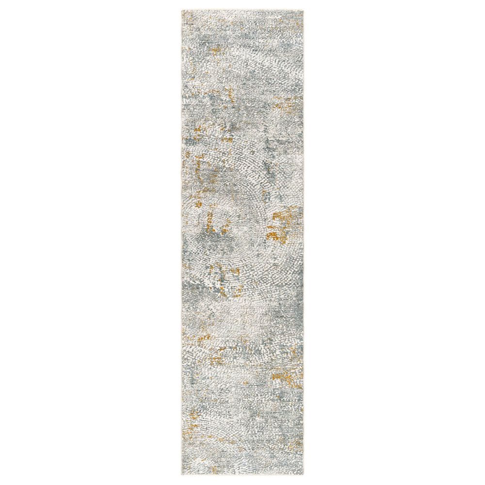 Surya Dresden DRE-2320 White, Medium Gray, Light Slate, Gray, Denim and Mustard 2"7" x 10" Runner, , large