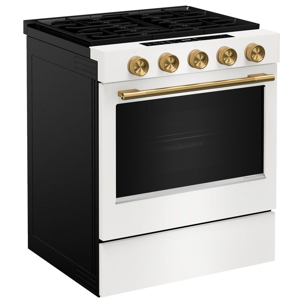 KitchenAid 5.0 Cu. Ft. Smart Slide-in Gas Range in Porcelain White, , large