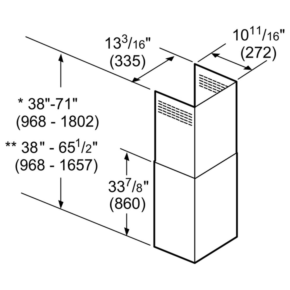 Thermador 9&#39;-12&#39; Ceilings Pyramid Chimney Extension Kit in Stainless Steel, , large