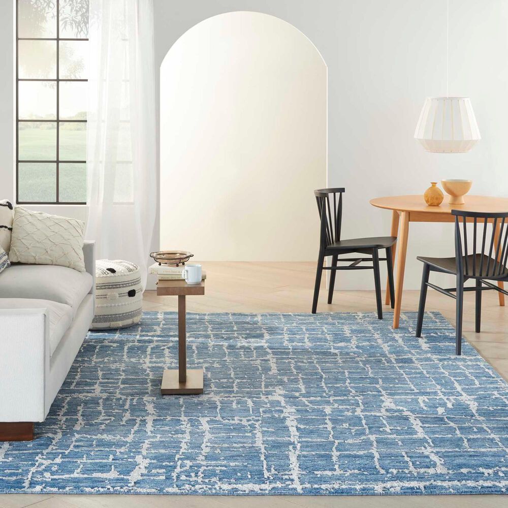 Nourison Luna 8&#39;6&quot; x 11&#39;6&quot; Blue and Silver Area Rug, , large