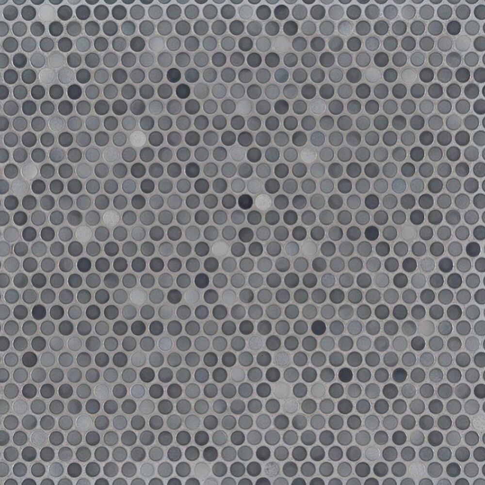 MS International Penny Round Grigio Mix 11" x 12" Ceramic Mosaic Sheet, , large