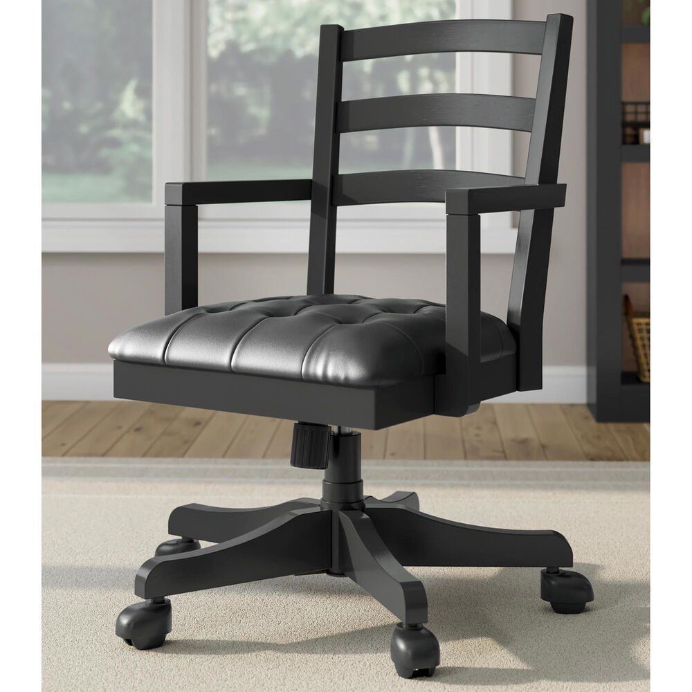 Ashley Wildenauer Swivel Desk Chair in Warm Satin Black, , large