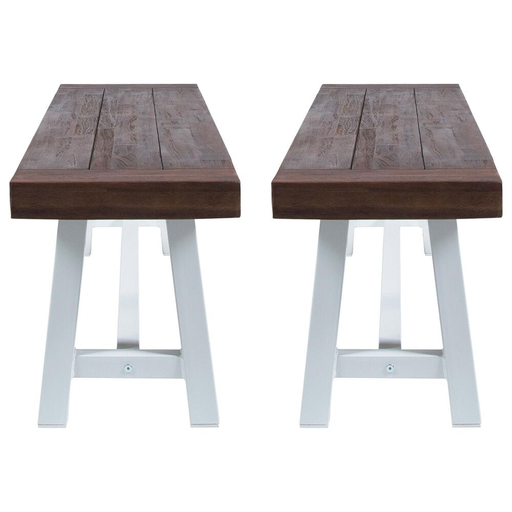 HOMLUX Carlisle Outdoor Bench in Dark Brown and White (Set of 2), , large