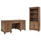 Riva Ridge Hensley 2-Piece Executive Desk and Door Bookcase Set in Honey, , large