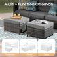 HOMLUX 3-Piece 77" Patio Sofa and Ottoman Set in Dark Grey, , large