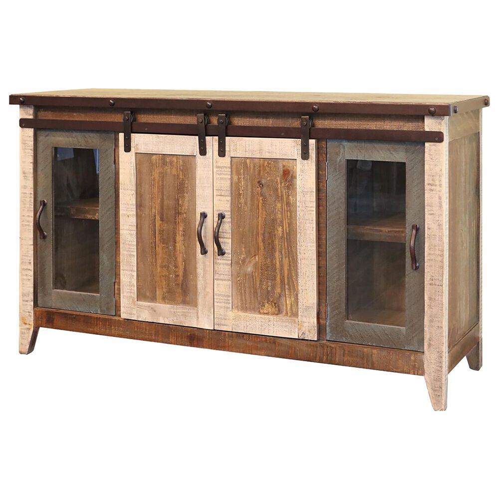 Fallridge Antique 60" 4-Door TV Stand in Multicolored Distressed, , large