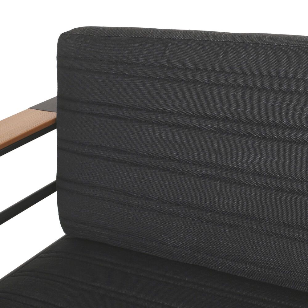 Hearth and Haven Giovanna Outdoor Club Chair with Open Backrest and Square Arms in Black, , large