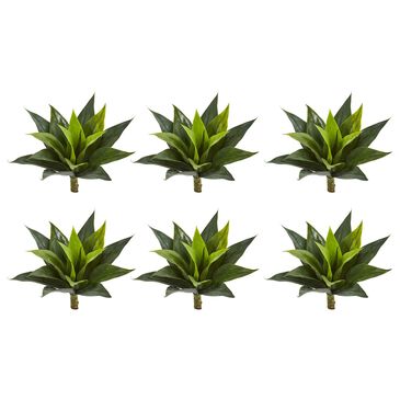 Nearly Natural Inc 13" Agave Succulent Artificial Plant in Green (Set of 6), , large