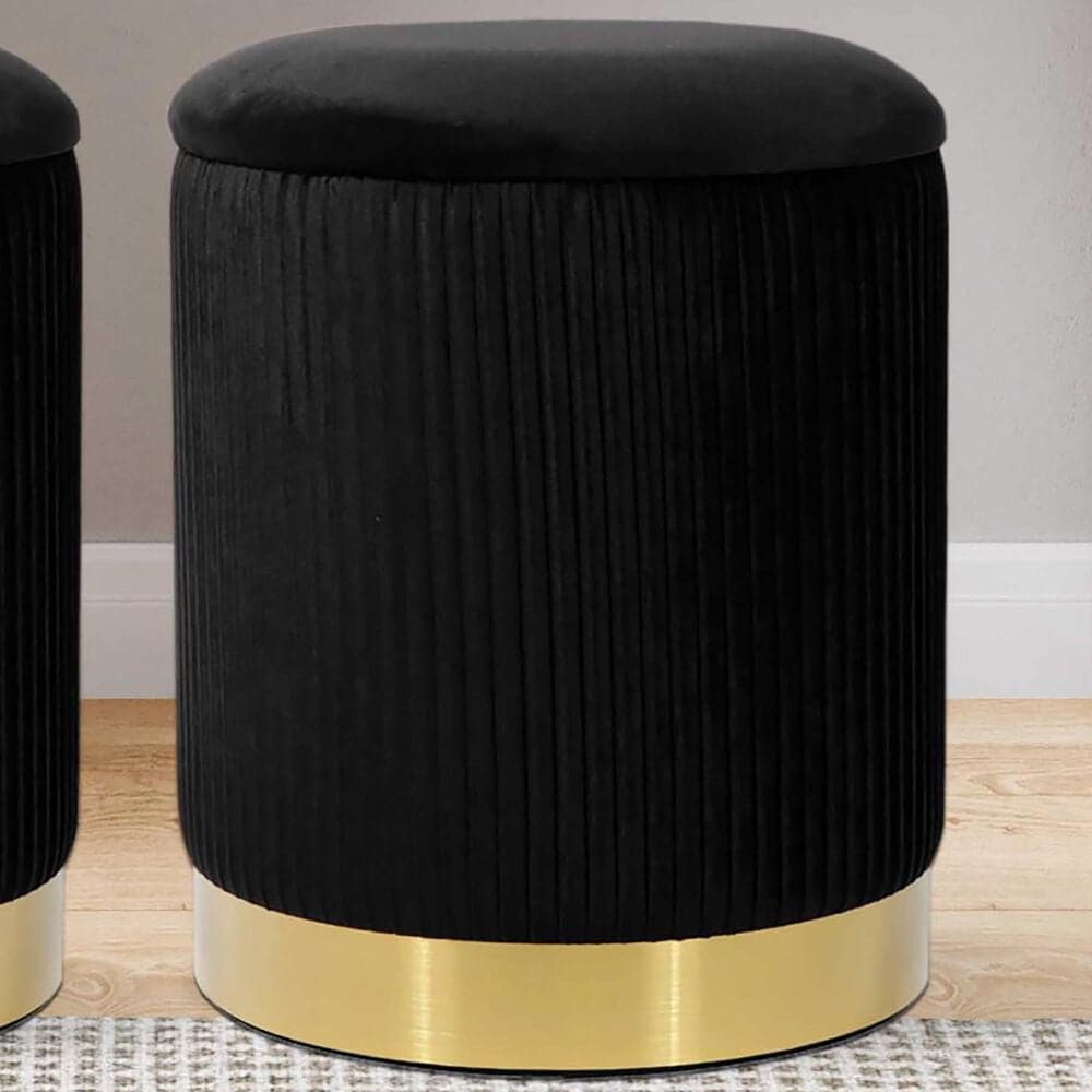 Tov Furniture Zoe Storage Ottoman in Black Velvet, , large