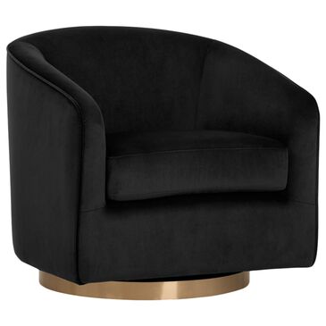 37B Hazel Swivel Lounge Chair in Black Sky Velvet, , large