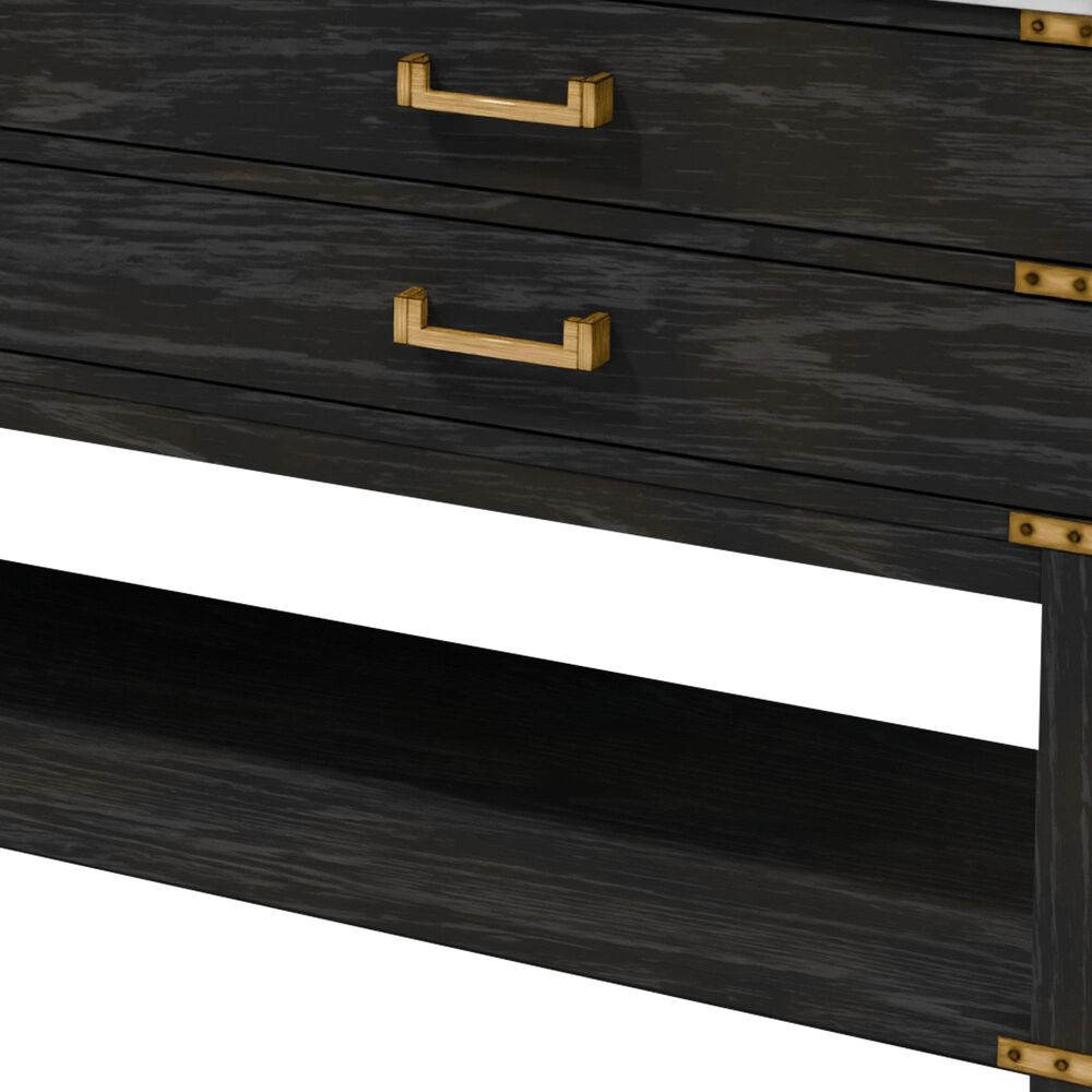 Lexora Home Norwalk 84" Double Bathroom Vanity in Black Oak with White Carrara Marble Top and Rectangular Sinks, , large