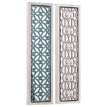 Maple and Jade 43" x 12" Wall Panel in White and Green Blue (Set of 2), , large