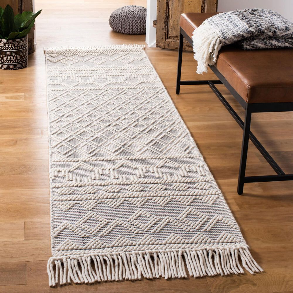 Safavieh Natura NAT351A 2&#39;3&quot; x 8&#39; Ivory and Grey Runner, , large