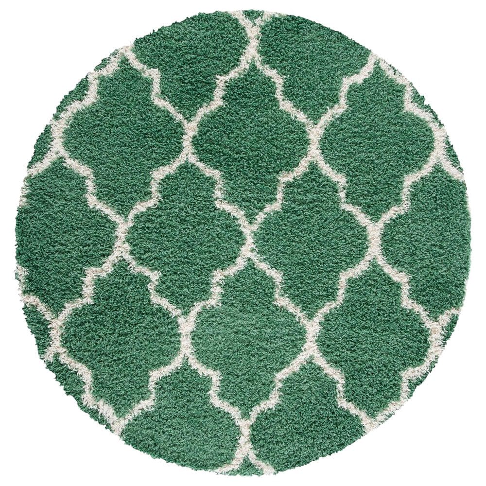 Safavieh Venus Shag 6"7" Round Green and Ivory Area Rug, , large
