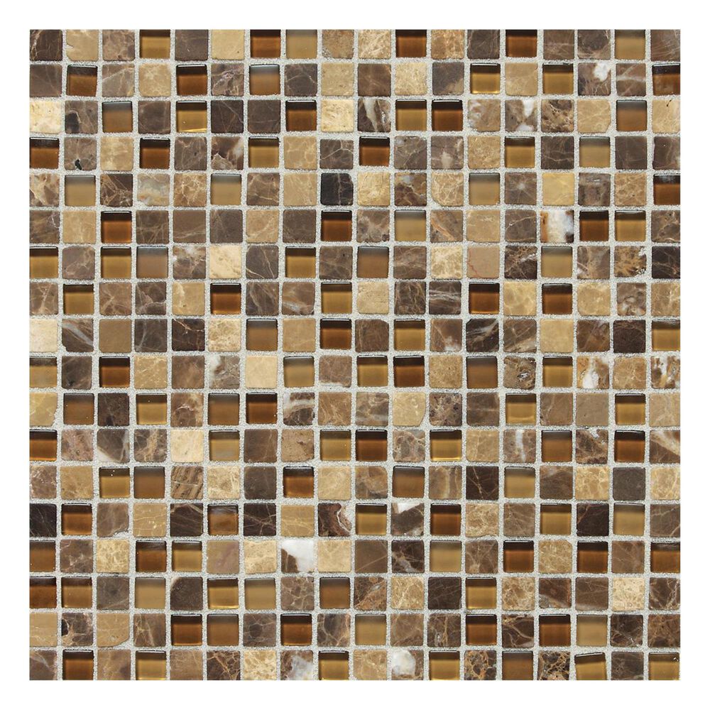 Dal-Tile Stone Radiance 5/8" x 5/8" Slate Mosaic Tile in Butternut Emperador, , large
