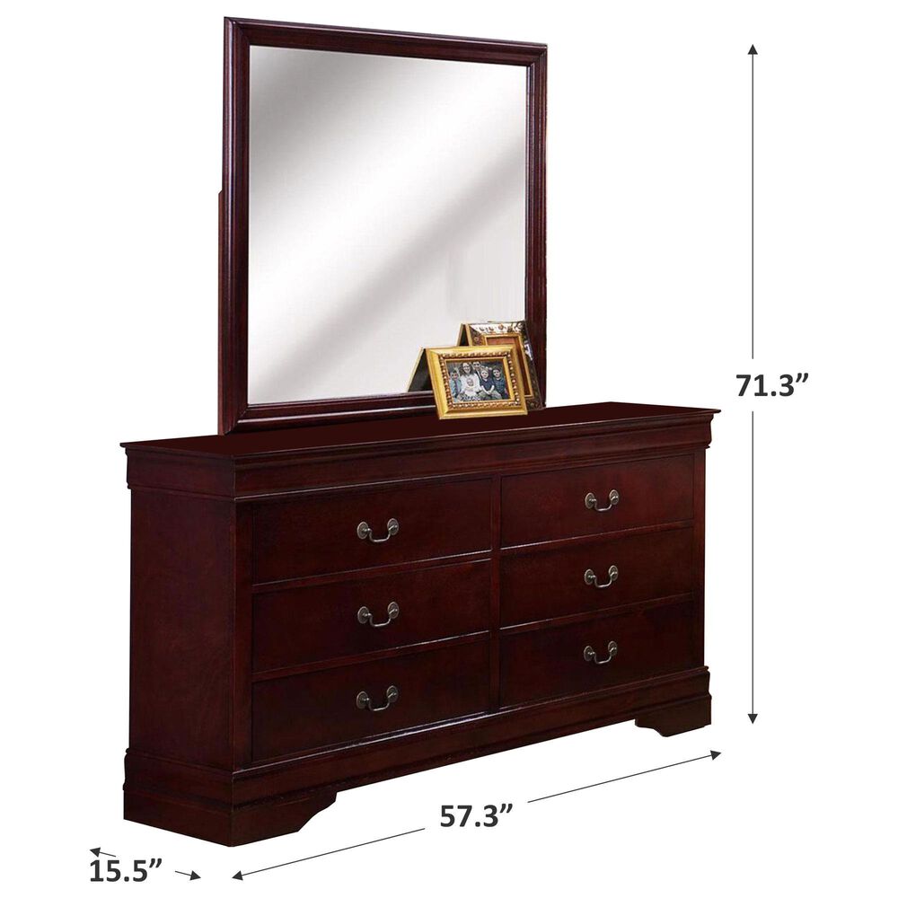 Crown Mark Louis Philip Dresser and Mirror in Cherry, , large