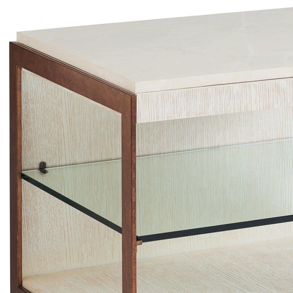 Lexington Furniture Carmel Point Lobos Rectangular End Table in White and Brass, , large
