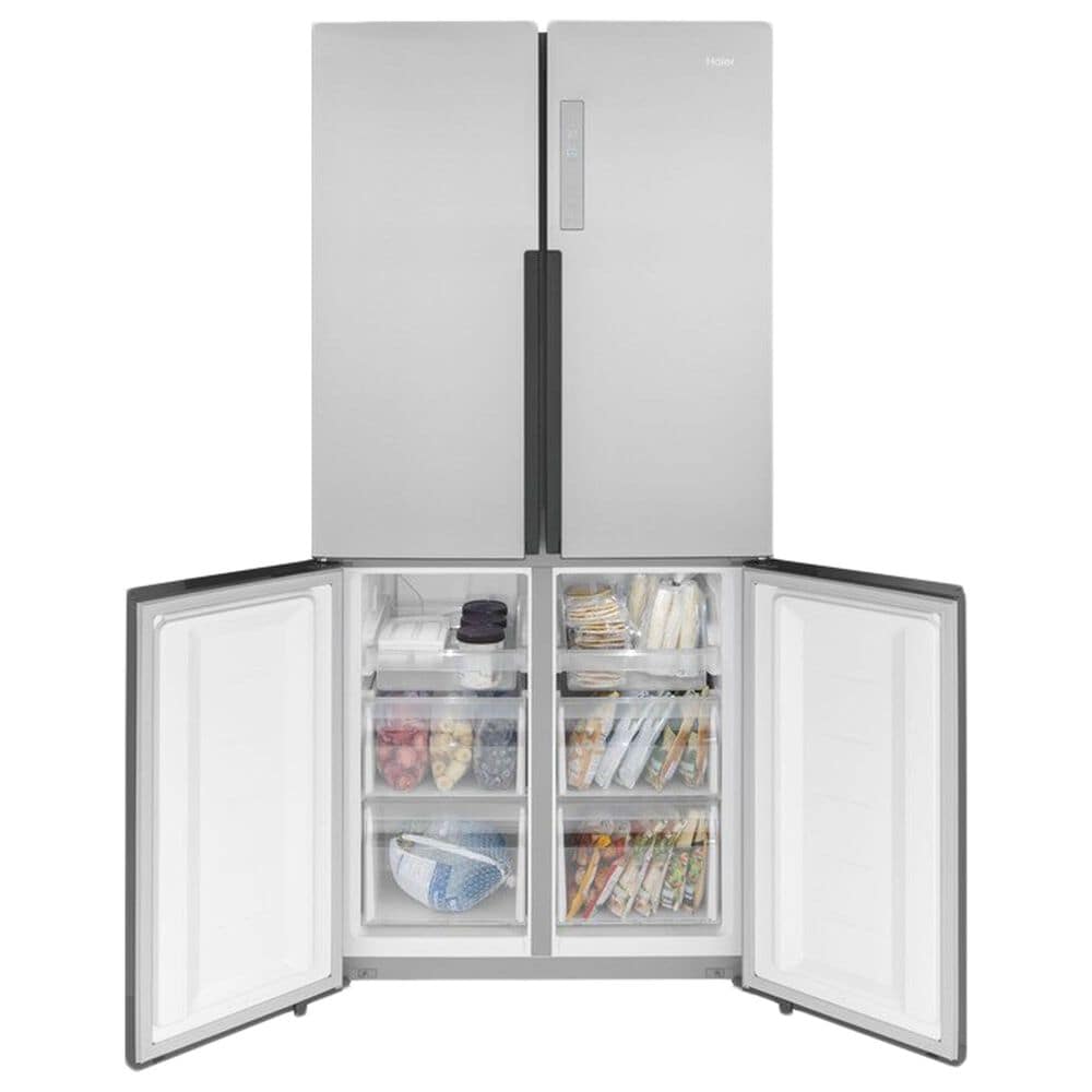 Haier 16.4 Cu. Ft. Counter Depth Quad Door Refrigerator in Stainless Steel, , large